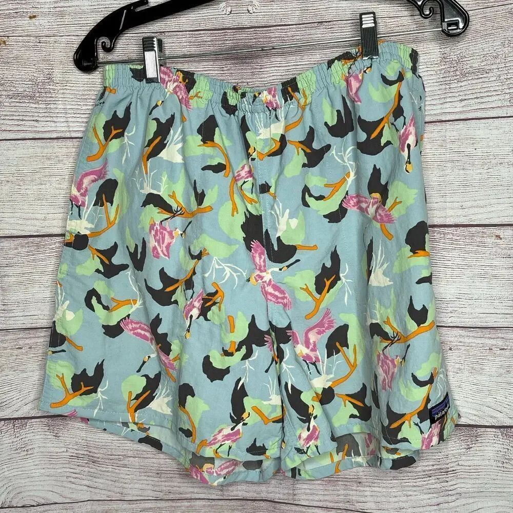 Patagonia Men's Swim Spoon Bill Bird Print Swim Trunks Large Shorts